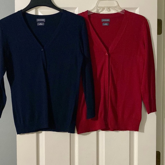 Van Heusen Sweaters - 2- VanHeuen sweaters. 1-Navy 1-Red. Size Medium. 100% cotton